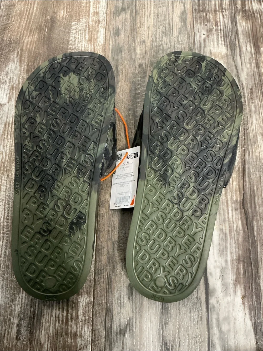 Superdry Olive Green Camo Slide Sandals Size 9-10